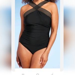 Womens Aqua Green Swimsuit Black Small NEW